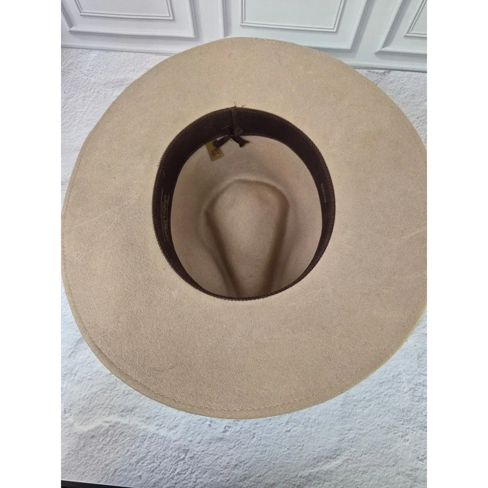 John Blair Mens 100% Wool Felt Fedora Hat Leather Band Feather Made in USA Large